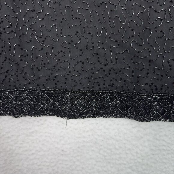 VTG Lawrence Kazer Jacket Blazer 100% Silk Black 3X Beaded Evening Cocktail Glam - Picture 10 of 14